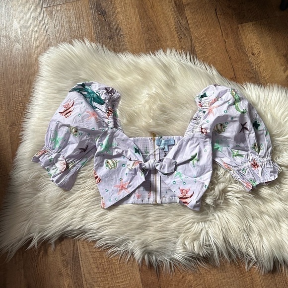 HILL HOUSE The Isabella Top In Sea Creatures - Picture 4 of 6